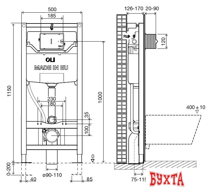 Инсталляция для унитаза OLI OLI120 Plus Механика [099949] 2