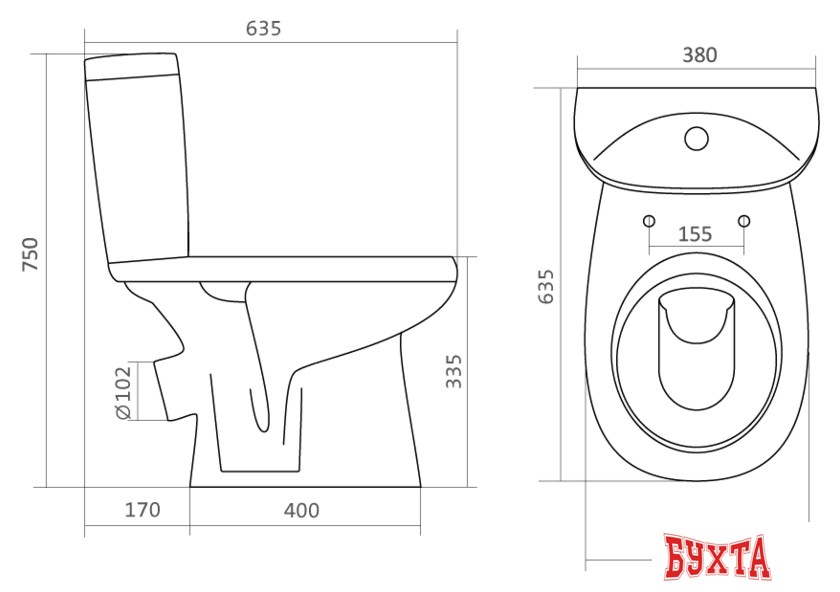 Унитаз напольный Santek Анимо 1.WH30.2.134 2