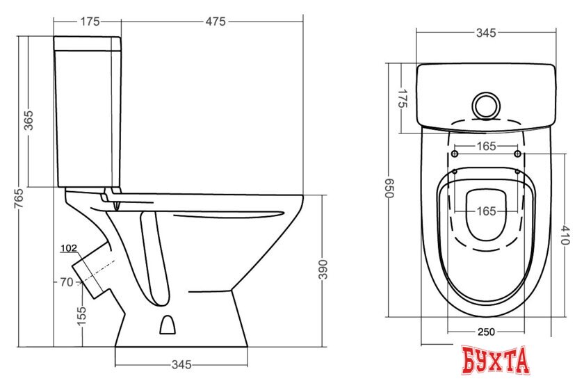 Унитаз напольный Santek Лига [1.WH30.2.197] 2