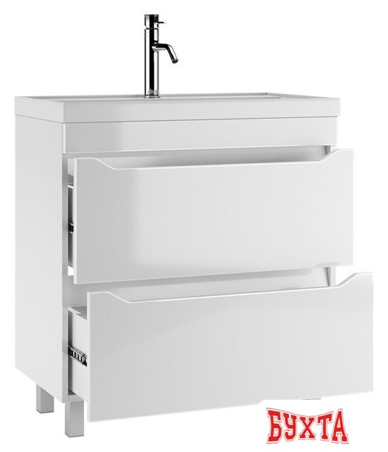 Мебель для ванных комнат Айсберг Тумба под умывальник Bazis 80 Ева В2 DA5908T с двумя ящиками 3