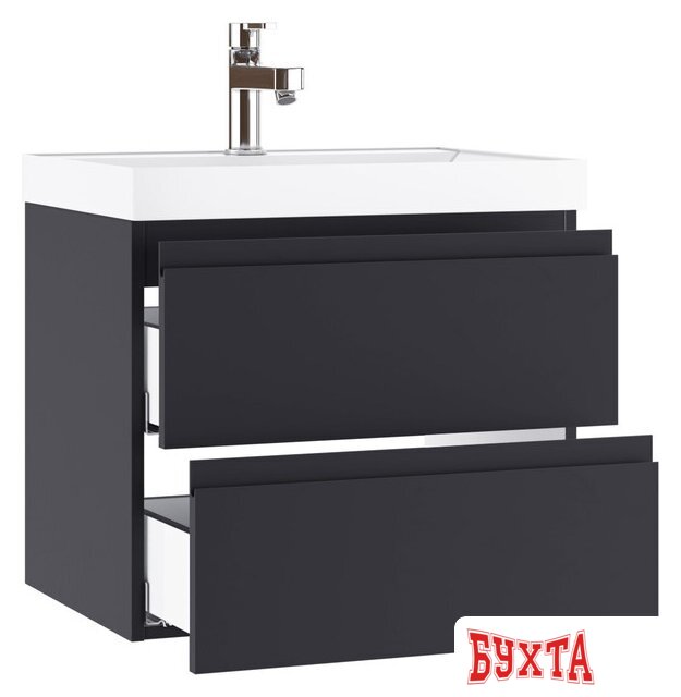 Мебель для ванных комнат Домино Тумба под умывальник Classica 60 Graffo подвесная В2 DGr2111T (графит матовый) 2