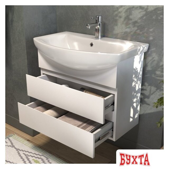 Мебель для ванных комнат Vigo Тумба под умывальник Wing 700-0-2 Балтика навесная (белый) 4