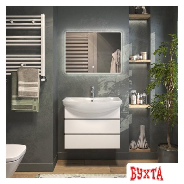 Мебель для ванных комнат Vigo Тумба под умывальник Wing 700-0-2 Балтика навесная (белый) 5