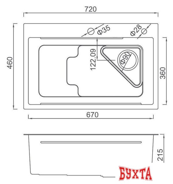 Кухонная мойка Gappo GS7246 3