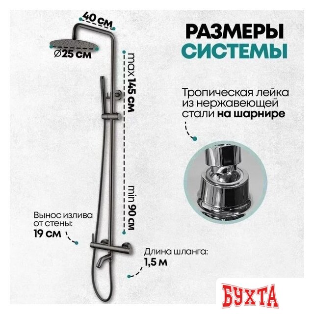 Душевая система Grocenberg GB7099 (графит) 3