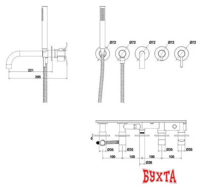 Смеситель Grocenberg GB5070 (никель) 4