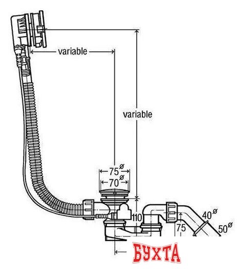 Слив-перелив Grocenberg GB230 (графит) 3