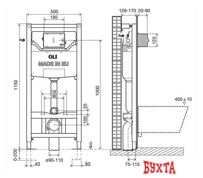 Инсталляция для унитаза OLI 885052+888565 (золото) 4