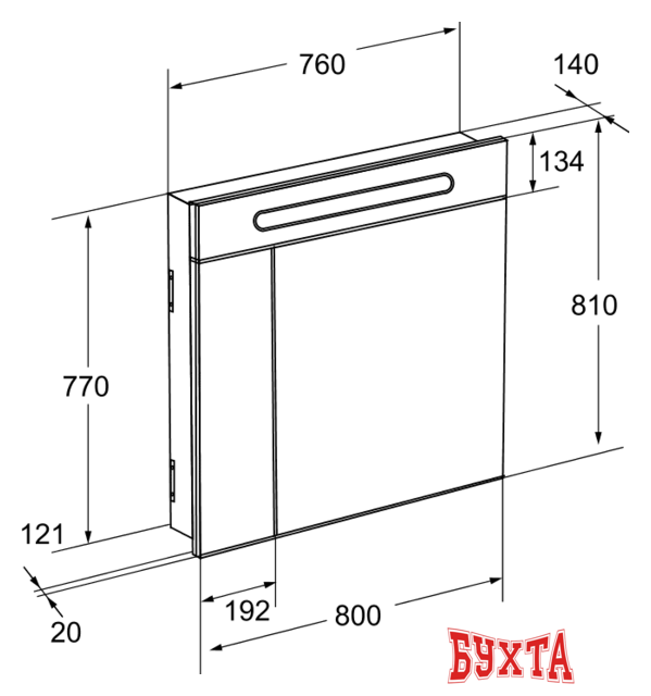 Мебель для ванных комнат Roca Victoria Nord Зеркальный шкаф 80 (ZRU9000033) 2