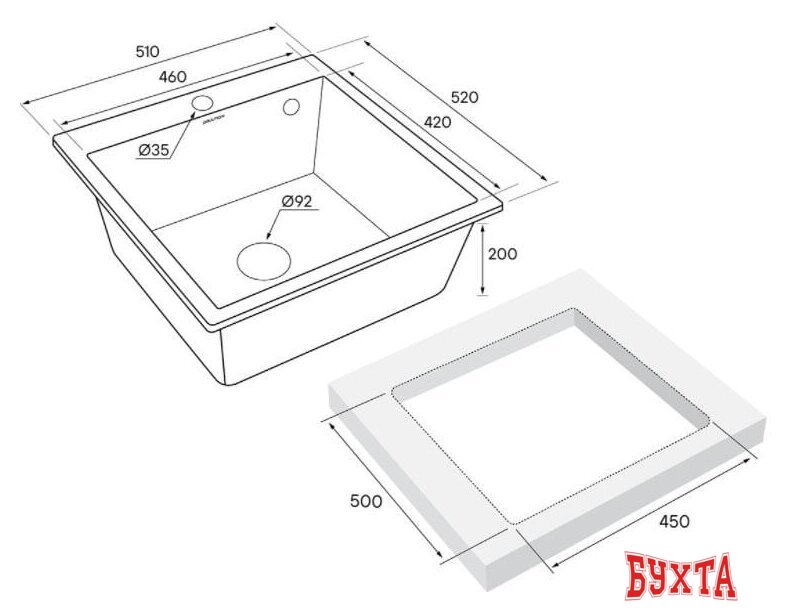 Кухонная мойка Paulmark Kante 50 PM105152-GR 4