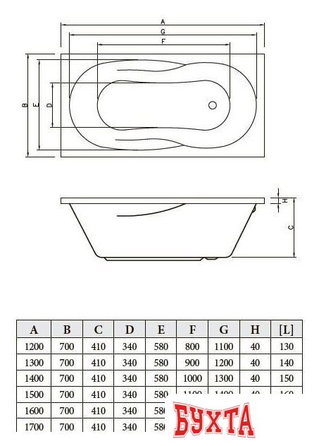 Ванна Bonito Home Bali 160x70 (с ножками) 3