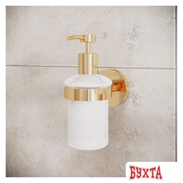 Дозатор для жидкого мыла Wellsee Finishing Touch 182513000 с держателем (золотой) 4