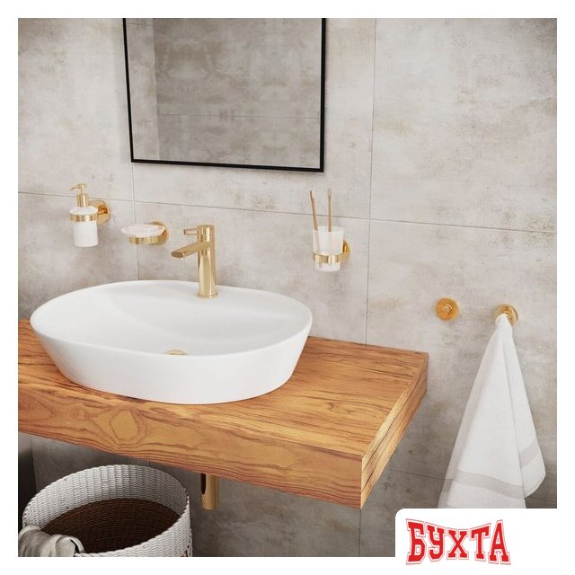 Дозатор для жидкого мыла Wellsee Finishing Touch 182513000 с держателем (золотой) 5