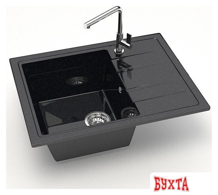 Кухонная мойка MARRBAXX Карельский камень модель 150/Q4 F150Q004 (черный) 2