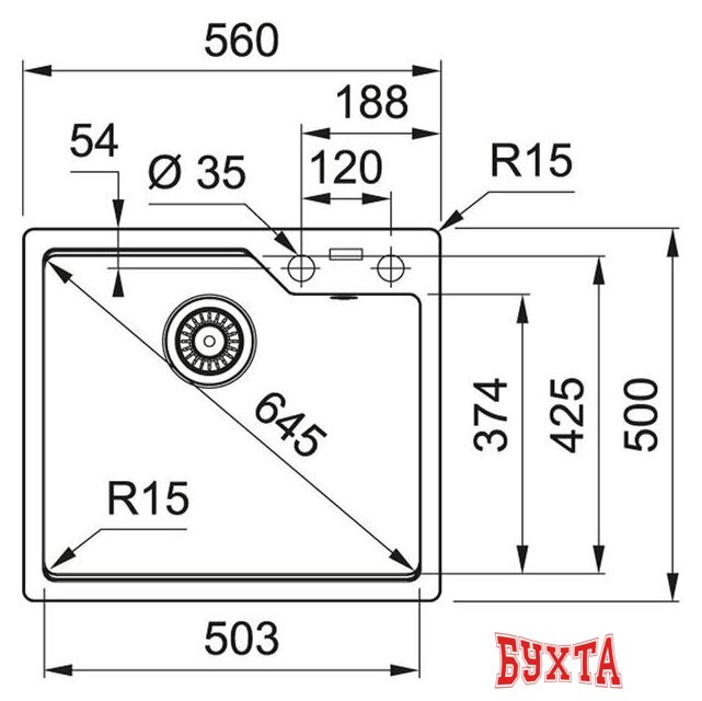 Кухонная мойка Franke Urban UBG 610-56 (оникс) 2