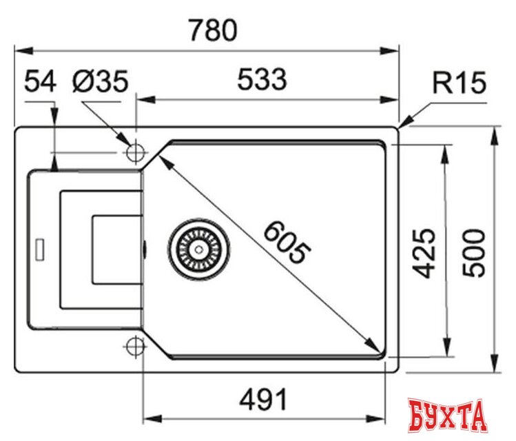 Кухонная мойка Franke UBG 611-78L (графит) 2