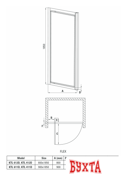 Душевая дверь Deante Flex 80 KTL 612D (хром/матовое) 2