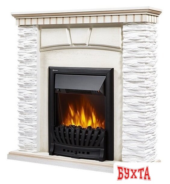 Портал Firelight Porto Classic (камень белый/шпон беленый дуб) 2