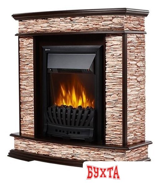 Портал Firelight Scala Classic (камень сланец скалистый бурый/шпон темный дуб) 2