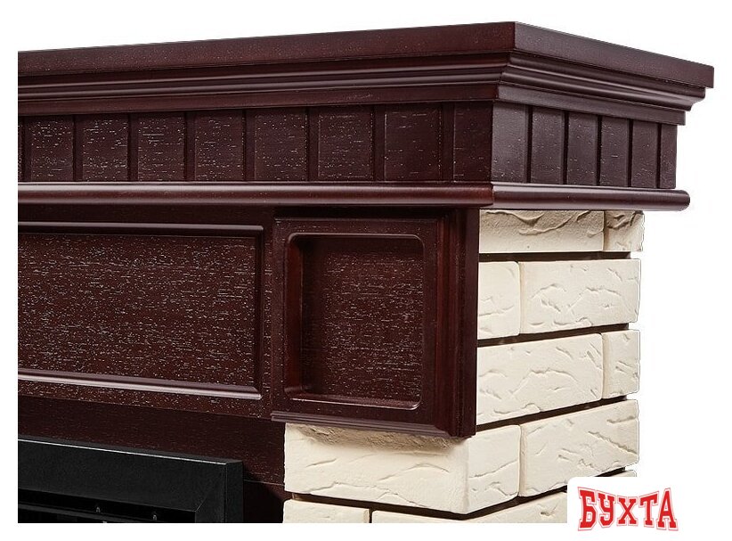 Портал Firelight Bricks 30 (камень бежевый/шпон темный дуб) 4