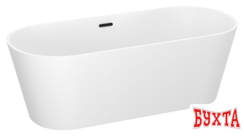 Ванна Wellsee Shell 180x80 28170403R (отдельностоящая ванна белый глянец, экран, ножки, сифон-автомат матовый черный) 2