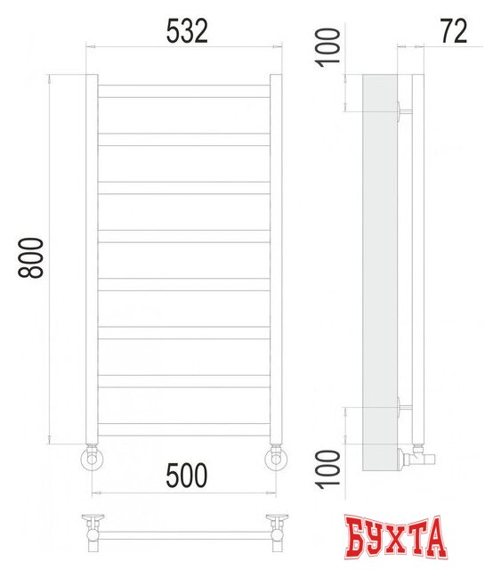 Полотенцесушитель TERMINUS Аврора П8 500x800 (золото) 3