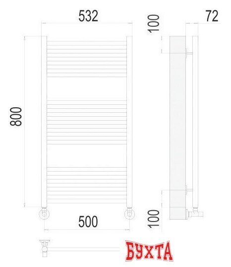 Полотенцесушитель TERMINUS Аврора П16 500х800 нп (матовое золото) 2