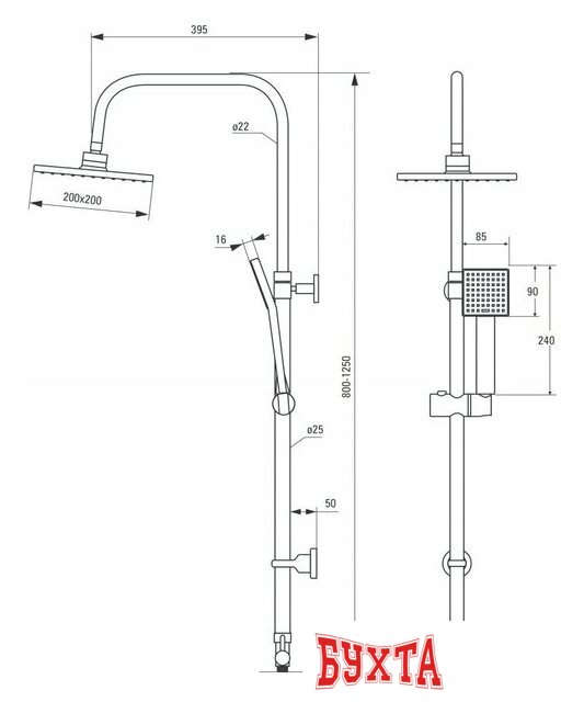 Душевая система Deante Floks NAC 01FK 2