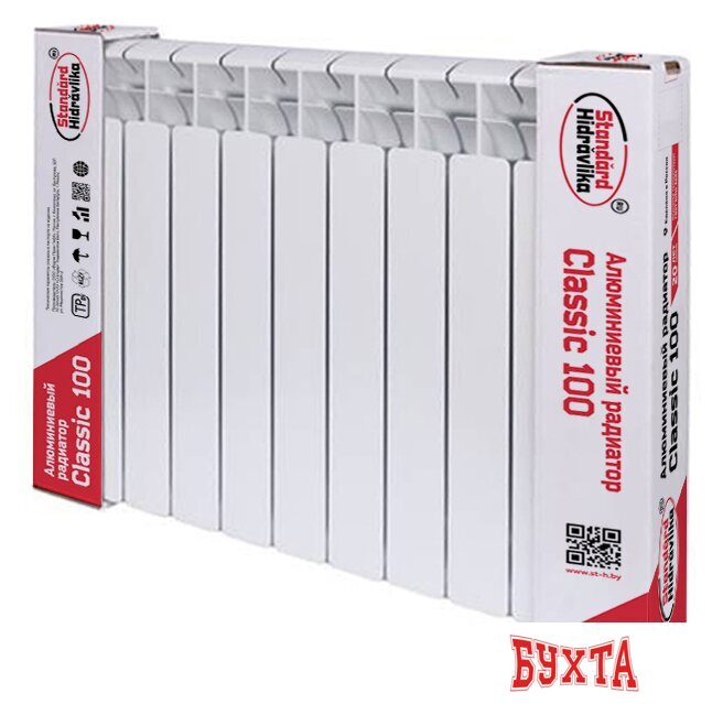Алюминиевый радиатор Standard Hidravlika Classic 100 500 мм (6 секций, белый)