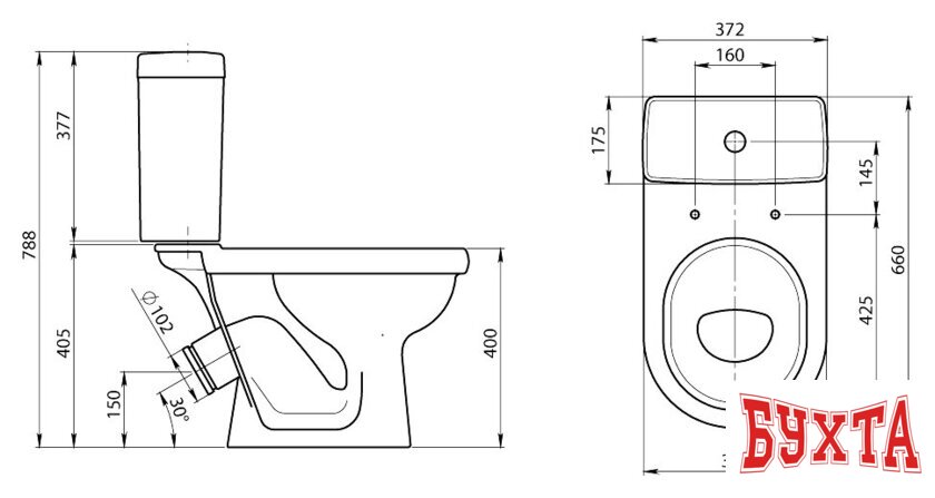 Унитаз напольный Santeri Визит Стандарт [1.P405.3.S00.00B.F] 2