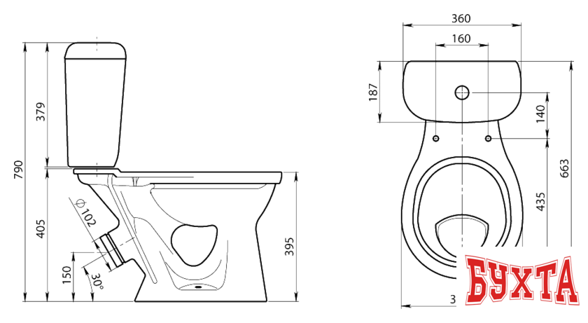 Унитаз напольный Santeri Виктория Стандарт (1.P301.6.S00.00B.F) 2
