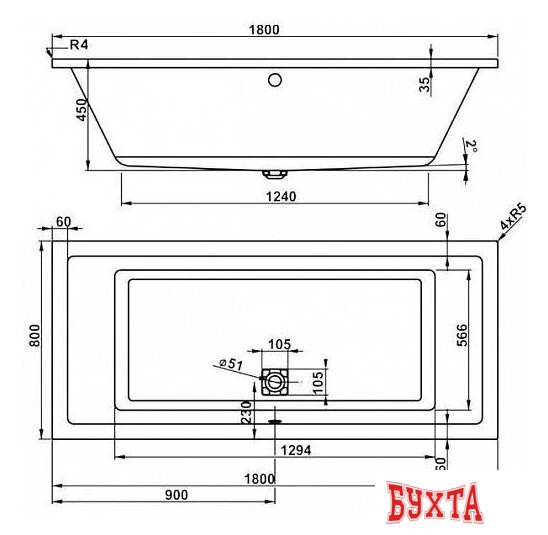 Ванна VagnerPlast Cavallo 180x80 (с каркасом и 2 экранами) 2