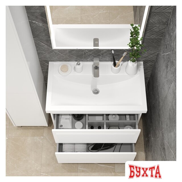 Мебель для ванных комнат Briz Тумба напольная Риччи 70 с умывальником Фостер 4