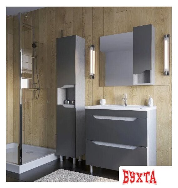 Мебель для ванных комнат Axus Тумба под умывальник Фламини 80 (2 ящика, цемент) 2