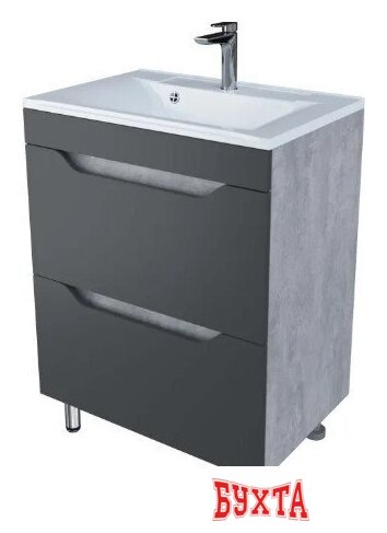 Мебель для ванных комнат Axus Тумба под умывальник Фламини 65 (2 ящика, цемент) 2