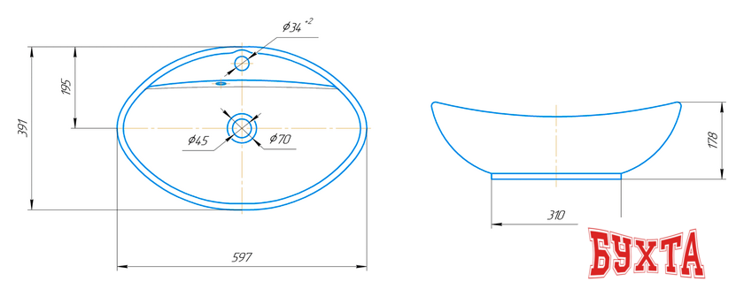Умывальник Kirovit Гамма 600 4