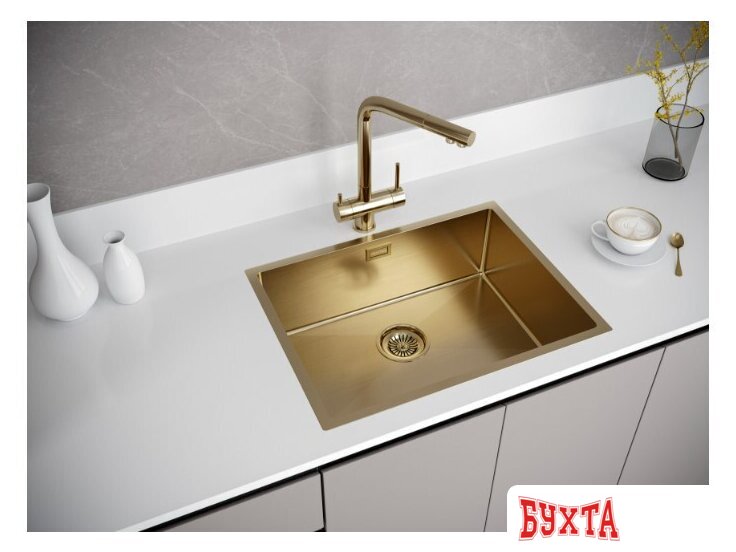 Кухонная мойка Paulmark Next 58 Uni PM215844-BG (золото/брашированное золото) 4