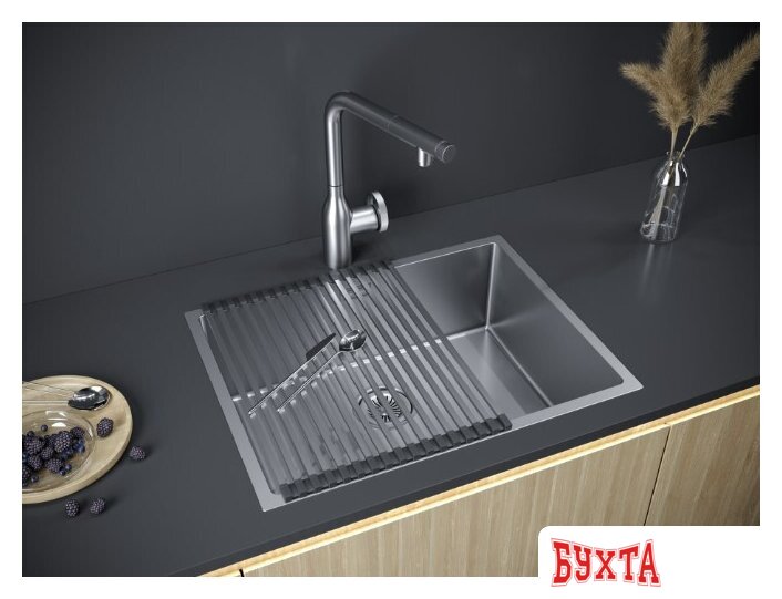 Кухонная мойка Paulmark Next 58 Uni PM215844-BS (стальной/брашированная сталь) 3