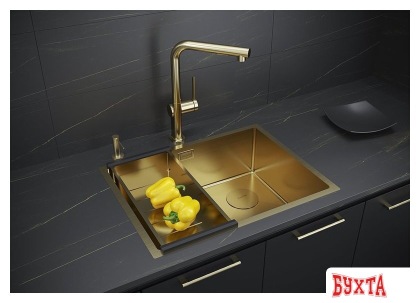 Кухонная мойка Paulmark NEXT-SKEW 58 Uni PM885844-BG (золото/брашированное золото) 3