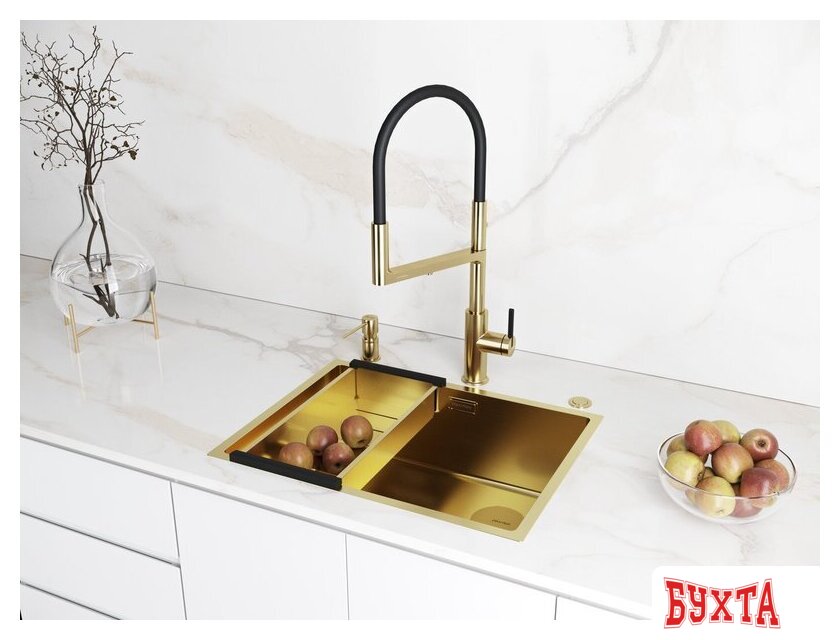 Кухонная мойка Paulmark NEXT-SKEW 58 Uni PM885844-BG (золото/брашированное золото) 5