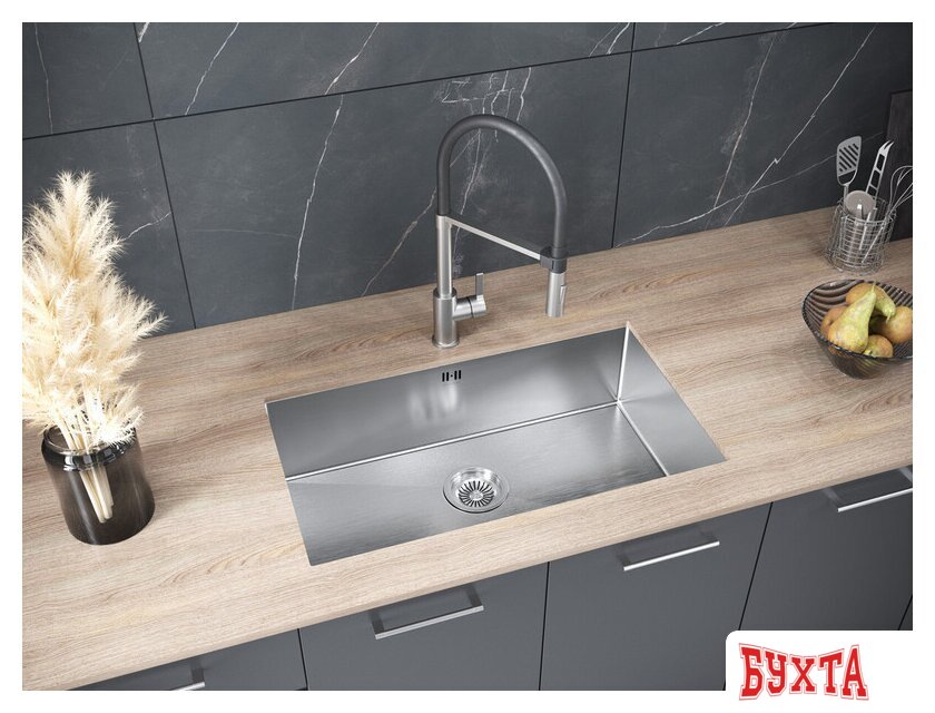 Кухонная мойка Paulmark Next 74 Uni PM217444-BS (стальной/брашированная сталь) 3