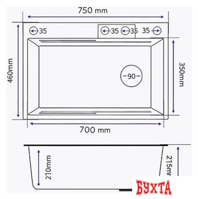 Кухонная мойка MARRBAXX B7546-R Decor B7546-DMR (графит/темно-серый) 4