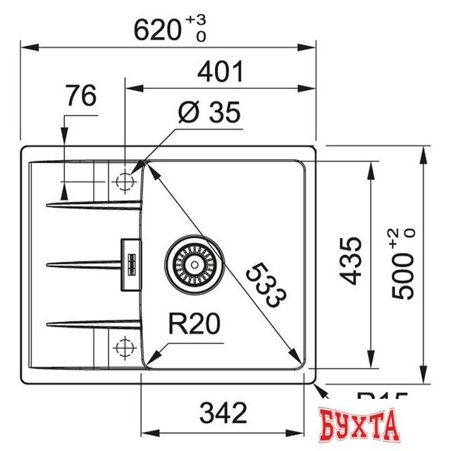 Кухонная мойка Franke Centro CNG 611/211-62 Fragranite 114.0639.680 (миндаль) 2