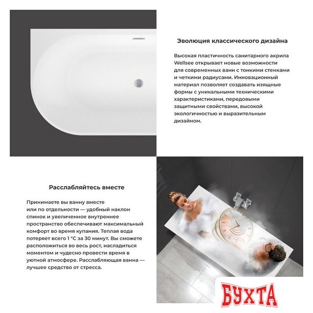 Ванна Wellsee Excellence Pro 140x70 28760503R (пристенная ванна (левая) белый глянец, экран, ножки, сифон-автомат матовый черный) 5